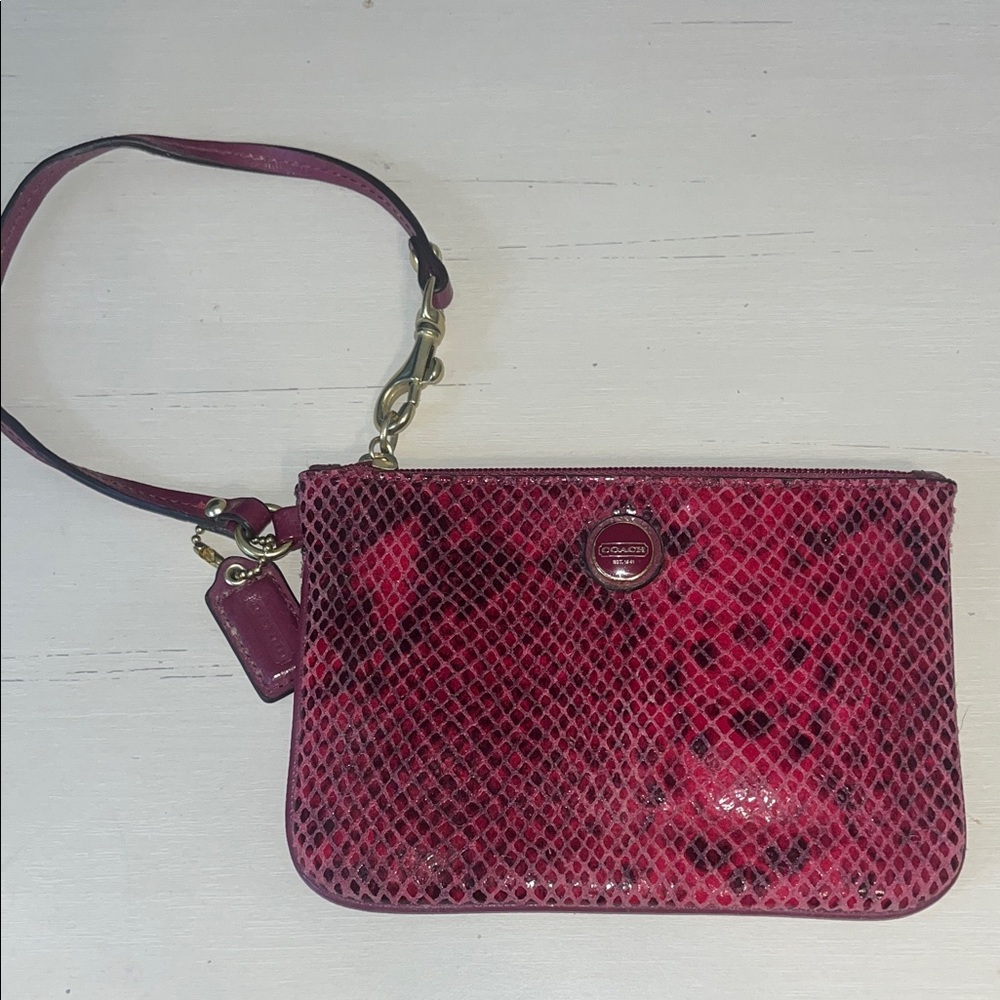 Coach Snakeskin Python Purple Pink Wristlet